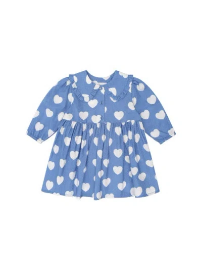 Huxbaby Frill Heart Collar Dress In Blue