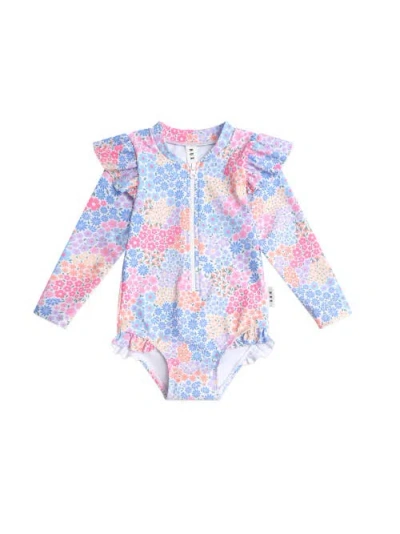 Huxbaby Frill Swimsuit Floral Bloom In Pink