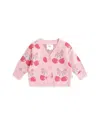 Huxbaby Cherry Pie Scalloped Knit Cardi In Pink