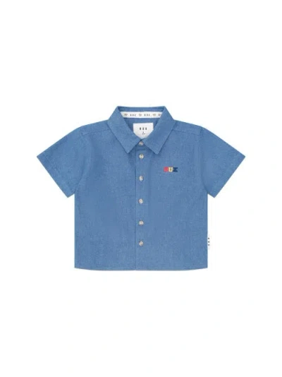Huxbaby Kids'  Hux Chambray Short Sleeve Shirt In Blue