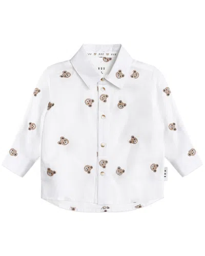 Huxbaby Kids' Huxbear Button Up Crisp T-shirt In White