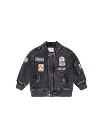 Huxbaby Knit Denim Patches Jacket In Black