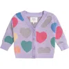 Huxbaby Loveheart Knit Cardi In Purple