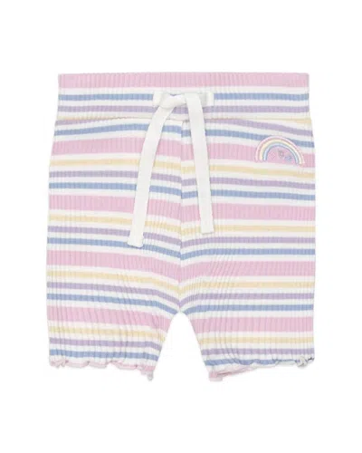 Huxbaby Kids'  Rainbow Stripe Rib Short In Pink