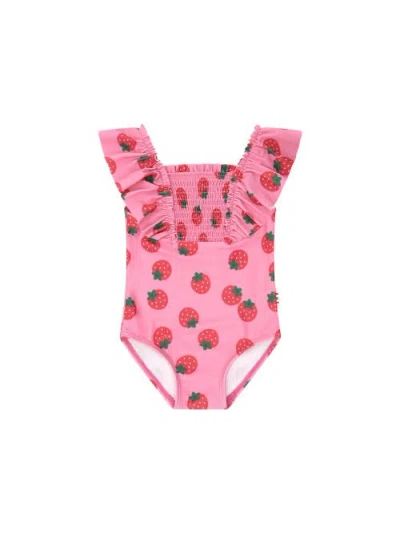 Huxbaby Strawberry Fields Forever Shirred Swimsuit In Pink