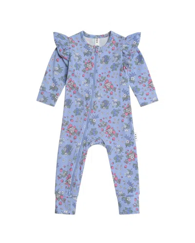 Huxbaby Kids' Strawberry Garden Zip Romper In Blue