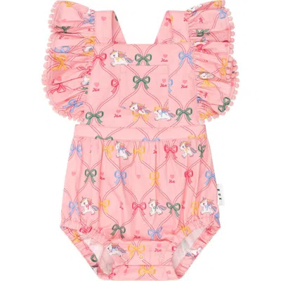 Huxbaby Unicorn Bow Playsuit In Pink