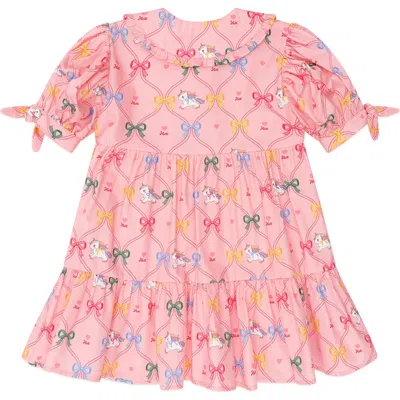 Huxbaby Kids'  Unicorn Bow Puff Dress In Pink