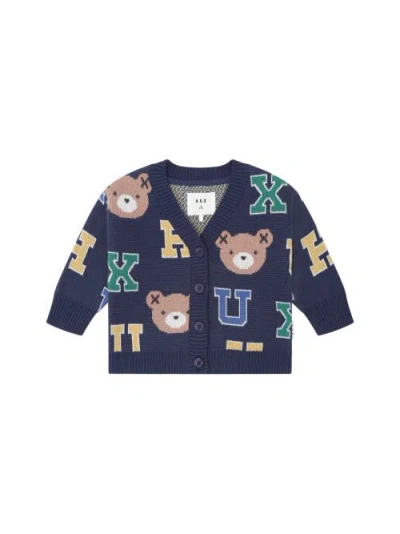 Huxbaby Kids'  Varsity Letter Hux Cardi In Blue