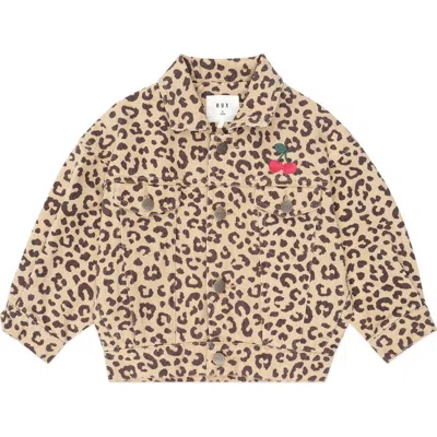 Huxbaby Kids'  Very Cherry Leopard Print Denim Jacket In Animal Print