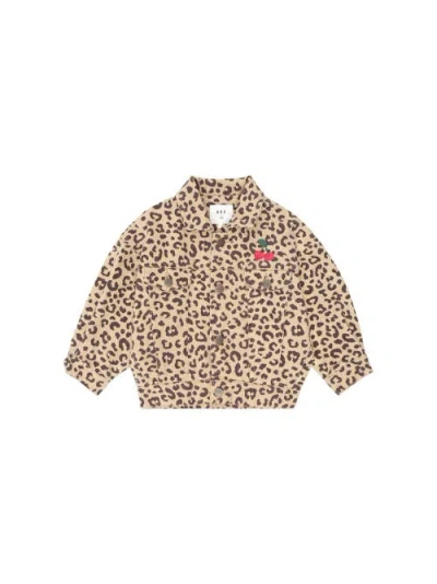 Huxbaby Very Cherry Leopard Print Denim Jacket In Animal Print