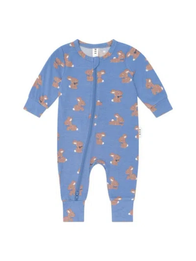 Huxbaby Vintage Blue Bunny Zip Romper