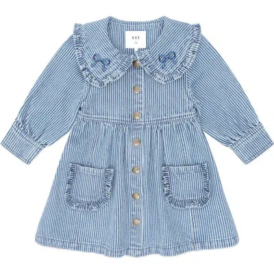Huxbaby Vintage Bow Collar Denim Dress In Blue