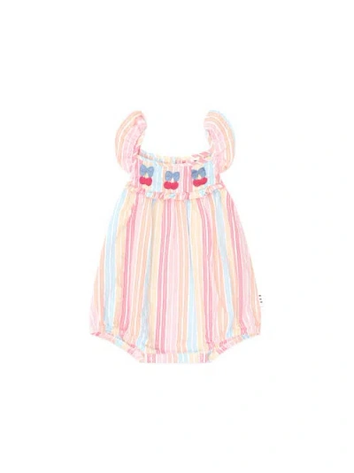 Huxbaby Vintage Rainbow Stripe Bubble Romper In Pink