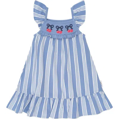 Huxbaby Kids'  Vintage Stripe Cherry Dress In Blue