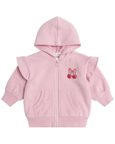 Huxbaby Kids' Zip Up Frill Hoodie In Orange