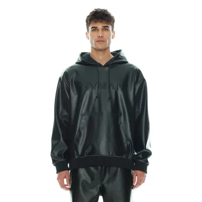 Hvman Chosen To Prevail Faux Leather Pullover Sweatshirt In Black