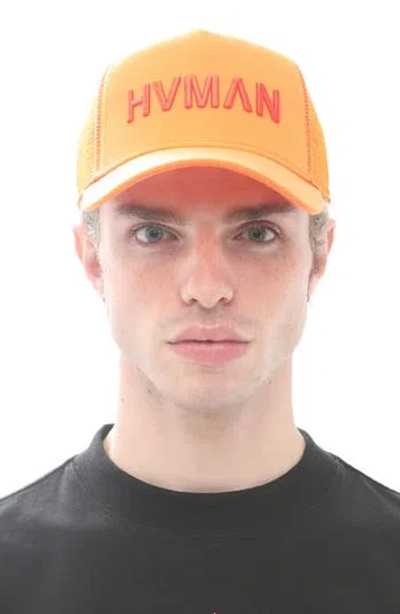 Hvman Logo Trucker Hat In Orange