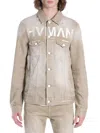 Hvman Mk2 Embroidered Logo Denim Trucker Jacket In Khaki