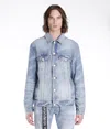 Hvman Triangle Denim Logo Trucker Jacket In Blue