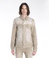 Hvman Mk2 Embroidered Logo Denim Trucker Jacket In Beige