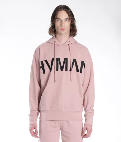 HVMAN PULLOVER SWEATSHIRT WAFFLE KNIT IN DUSTY PINK