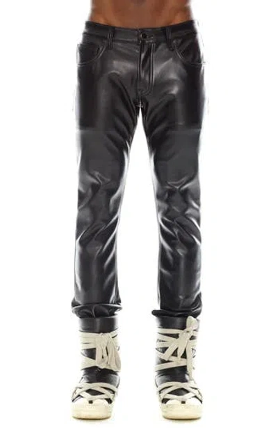 Hvman Punk Moto Faux Leather Pants In Black