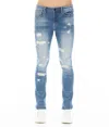Hvman Strat Bleach Splatter Ripped Super Skinny Jeans In Blue