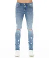 Hvman Strat Bleach Splatter Ripped Super Skinny Jeans In Blue
