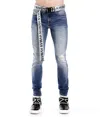 Hvman Strat Super Skinny Fit Jean W/white Belt In Baltic In Blue