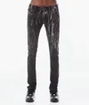 Hvman Strat Punk Paint Splatter Stretch Super Skinny Jeans In Black