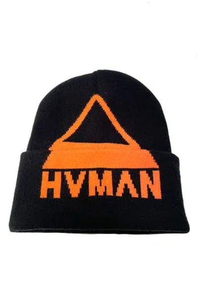 Hvman Triangle Logo Knit Beanie In Black