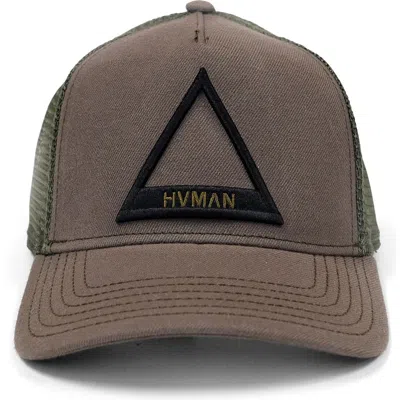 Hvman Triangle Logo Mesh Trucker Hat In Sage