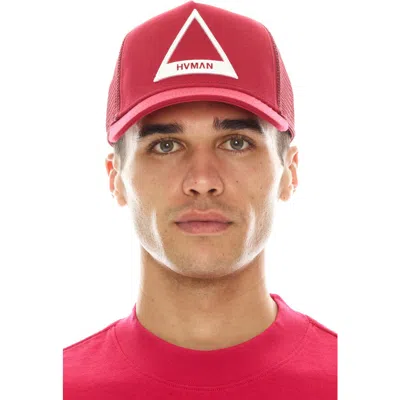 Hvman Triangle Logo Trucker Hat In Red