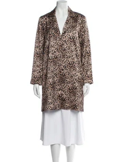Pre-owned Hvn Animal Print Coat In Brown