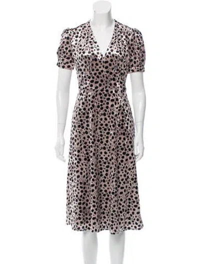 Pre-owned Hvn Animal Print Midi Length Dress In Neutral