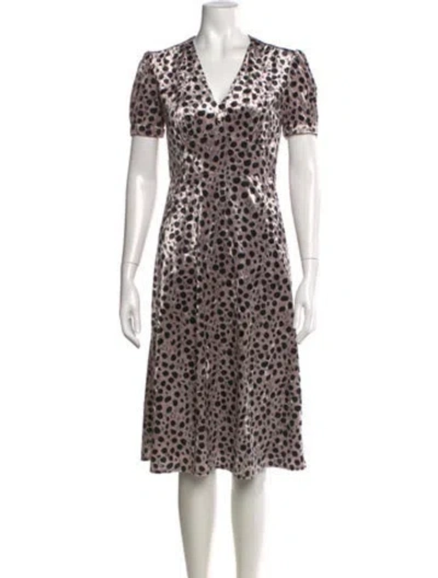 Pre-owned Hvn Animal Print Midi Length Dress In Neutral