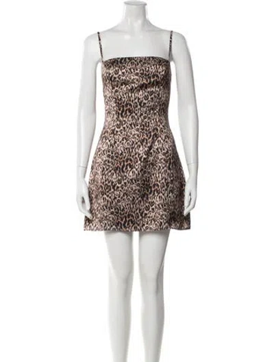 Pre-owned Hvn Animal Print Mini Dress In Black