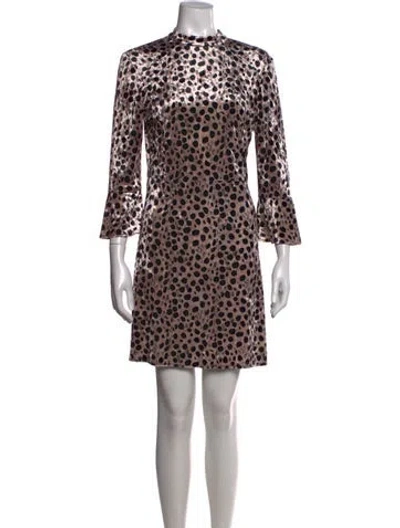 Pre-owned Hvn Animal Print Mini Dress In Black