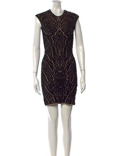 Pre-owned Hvn Animal Print Mini Dress In Black