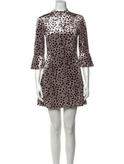 Pre-owned Hvn Animal Print Mini Dress In Orange