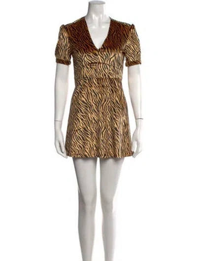 Pre-owned Hvn Animal Print Mini Dress In Orange