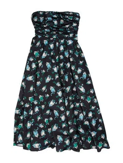 Pre-owned Hvn Floral Print Long Dress In Black
