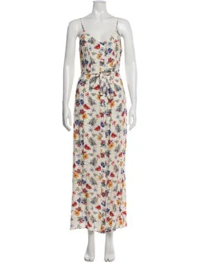 Pre-owned Hvn Floral Print Long Dress In Neutral
