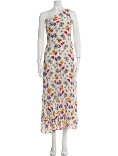 Pre-owned Hvn Floral Print Long Dress In Neutrals