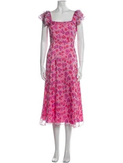 Pre-owned Hvn Floral Print Long Dress W/ Tags In Pink