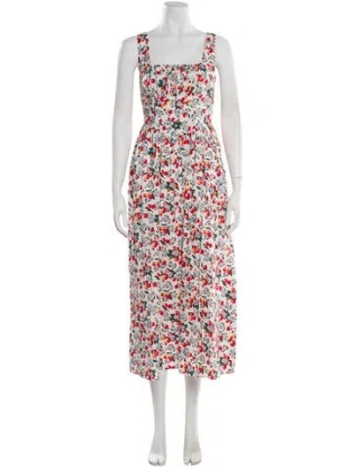 Pre-owned Hvn Floral Print Long Dress W/ Tags In White