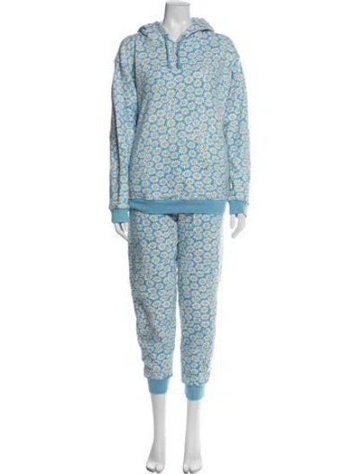 Pre-owned Hvn Floral Print Lounge Set In Blue