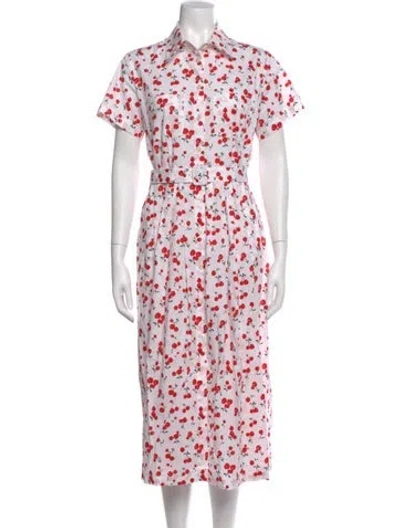 Pre-owned Hvn Floral Print Midi Length Dress In Neutral