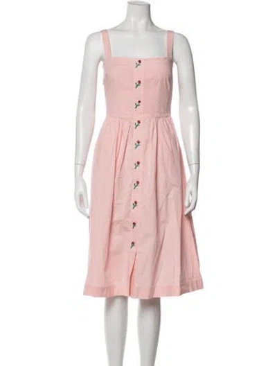 Pre-owned Hvn Floral Print Midi Length Dress In Pink